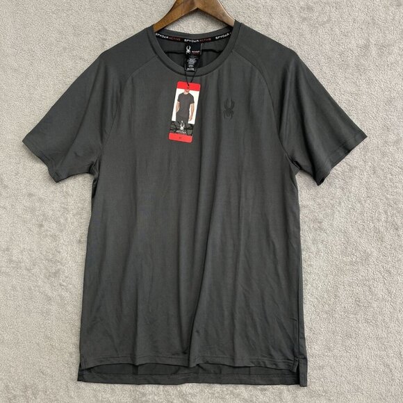 NEW Spyder Active Men's M Gray Short Sleeve Athletic Shirt Polyester/Spandex - Picture 2 of 8